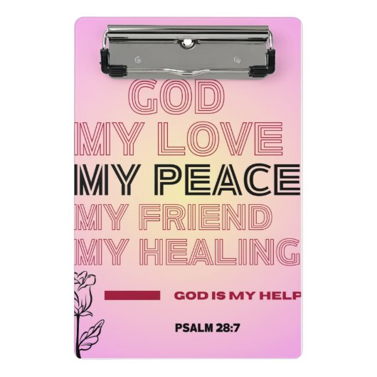 God, My Love & Help Psalm 28:7 Mini Klembord (Voorkant)