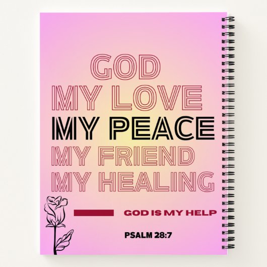   God, My Love & Help Psalm 28:7 Spiral Notebook Notitieboek (Achterkant)
