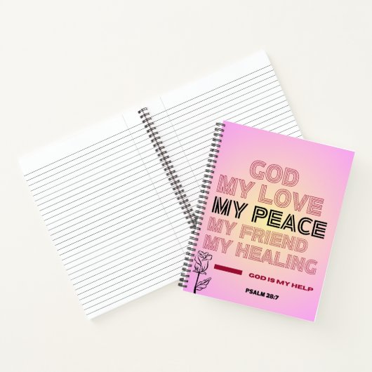 God, My Love & Help Psalm 28:7 Spiral Notebook Notitieboek (Binnen)