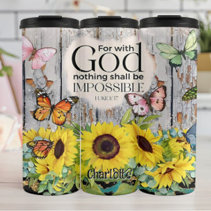 God Niets Onmogelijk: Zonnebloemen Vlinders Thermosbeker
