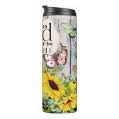 God Niets Onmogelijk: Zonnebloemen Vlinders Thermosbeker (Geroteerd rechts)