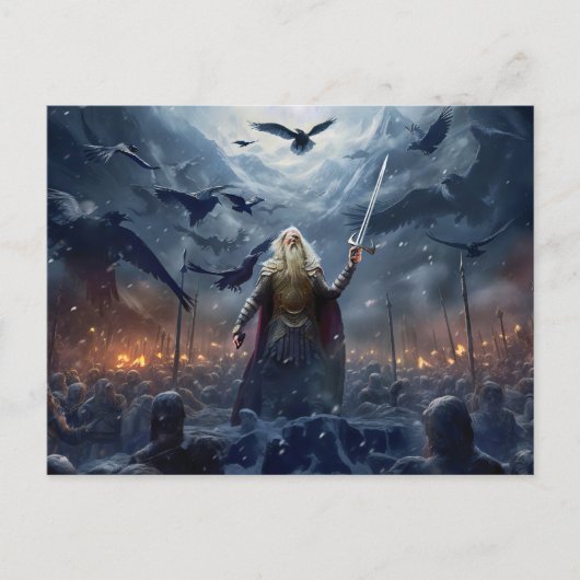 God Odin leads Einherjer Warrior of Asgards Briefkaart (Voorkant)