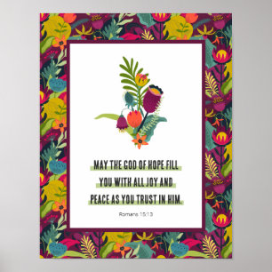 God of Hope Kleurrijk Bloempatroon Abstract Poster