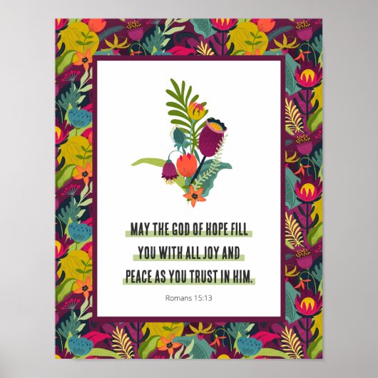 God of Hope Kleurrijk Bloempatroon Abstract Poster (Voorkant)