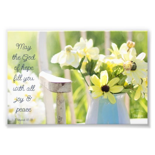 God of Hope Quote Gele Bloem Fotografie Foto Afdruk (Voorkant)