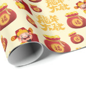 God of Wealth tas van goud Chinees Nieuwjaar Cadeaupapier (Rol Hoek)