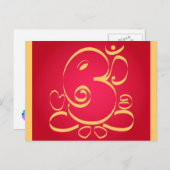 God Om Ganesha op rood Briefkaart (Voorkant / Achterkant)
