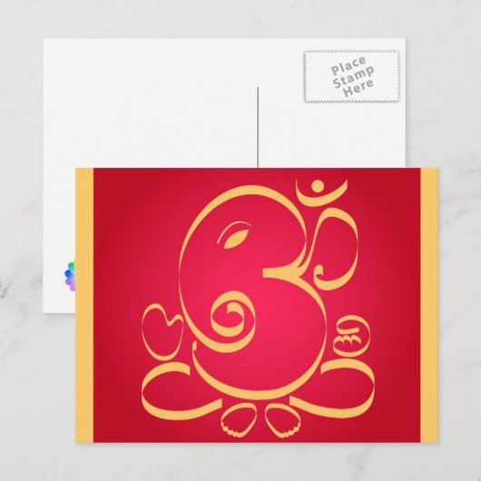 God Om Ganesha op rood Briefkaart (Voorkant / Achterkant)