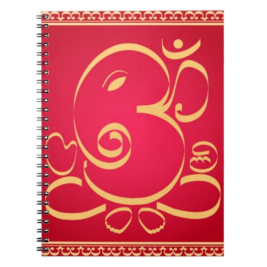 God Om Ganesha op rood Notitieboek (Voorkant)