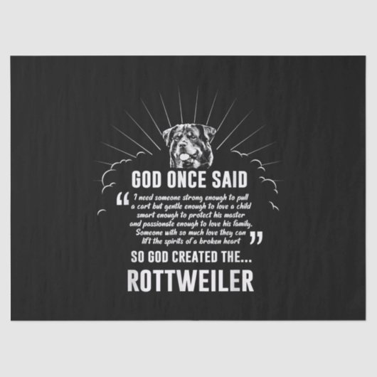 God Once zei Rottweiler | Funny Dog Lovers Tissuepapier (Voorkant)