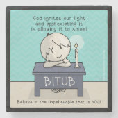 God onttrekt ons licht stenen onderzetter (Voorkant)