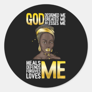 God ontwierp me zwarte geschiedenis maand blm mela ronde sticker