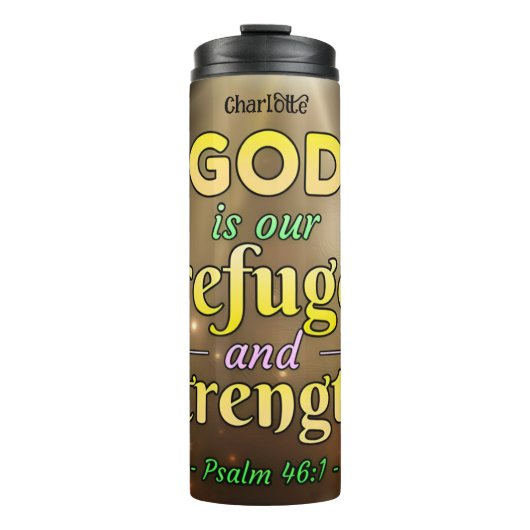 God onze toevlucht en kracht thermosbeker (Voorkant)