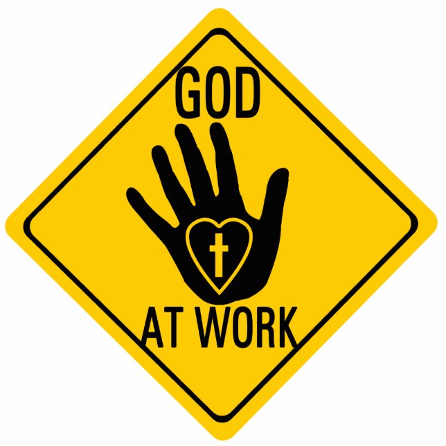 GOD OP HET WERK. HAND-LIEFHARTKROSS JESUS FOTOBEELDJE SLEUTELHANGER (Voorkant)