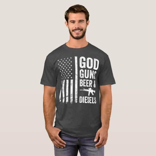 GOD PISTOLEN BIERDIESELS Dieselvrachtwagenmonteur T-shirt (Voorkant volledig)