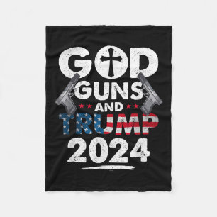 God Pistolen en Trump 2024 Amerikaanse vlag Fleece Deken