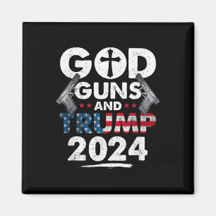 God Pistolen en Trump 2024 Amerikaanse vlag Magneet