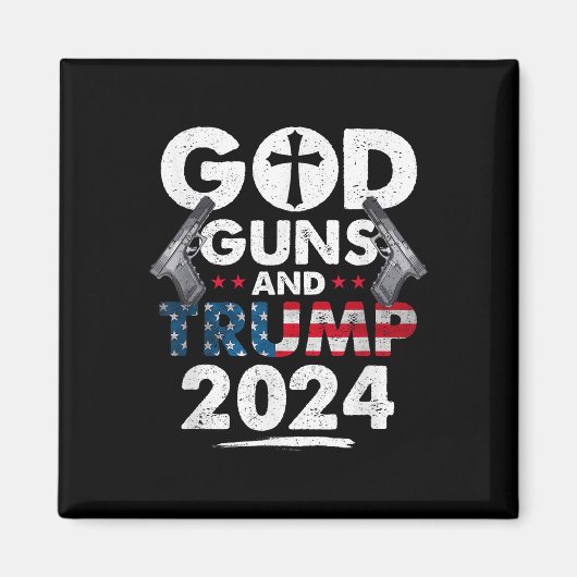 God Pistolen en Trump 2024 Amerikaanse vlag Magneet (Voorkant)