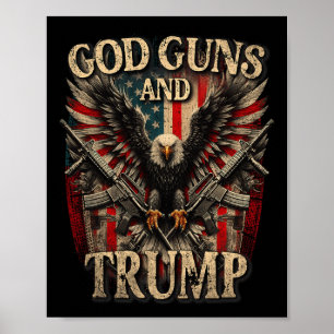 God Pistolen en Trump 2e amendement vlag adelaar A Poster