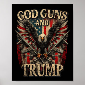 God Pistolen en Trump 2e amendement vlag adelaar A Poster