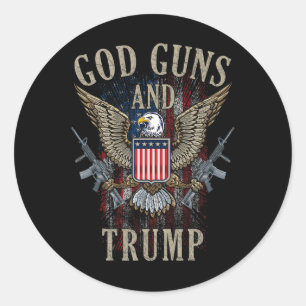 God Pistolen en Trump 2nd Amendment Flag AR15 Amer Ronde Sticker