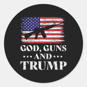 God Pistolen en Trump Ronde Sticker