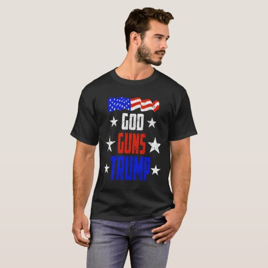 God, Pistolen en Trump T-Shirt voor Trump Support (Voorkant volledig)
