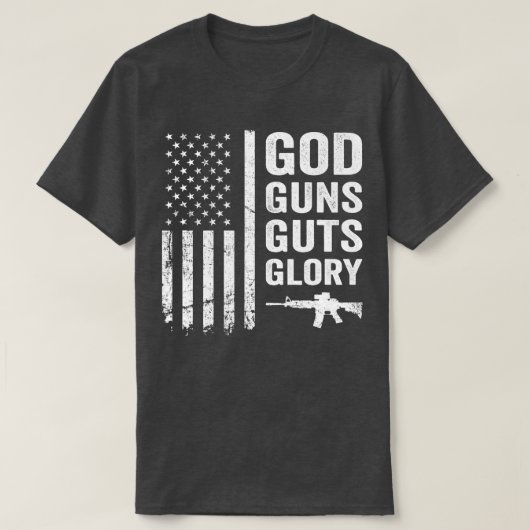 GOD PISTOLEN GUTS GLORY Patriotic Pro Pistool Amer T-shirt (Design voorkant)
