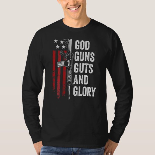 God Pistolen Guts Glory Patriotic Usa Flag Pro Pis T-shirt (Voorkant)