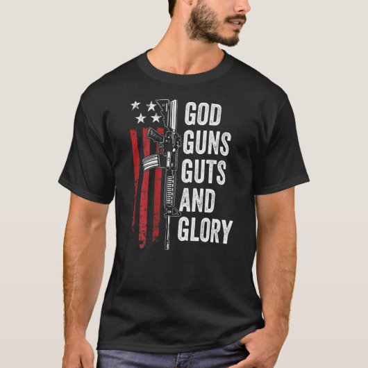 God Pistolen Guts Glory Patriotic Usa Flag Pro Pis T-shirt (Voorkant)