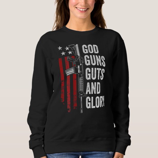 God Pistolen Guts Glory Patriotic Usa Flag Pro Pis Trui (Voorkant)