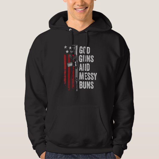 God Pistolen Messy Buns Christelijk Pro Pistool Am Hoodie (Voorkant)