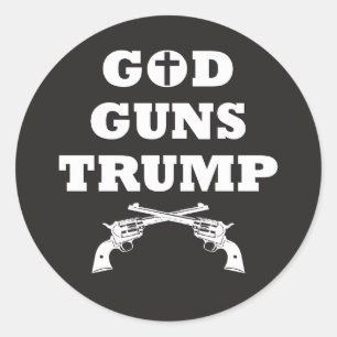 GOD PISTOLEN & TRUMP! 2de wijziging Recht op Beer  Ronde Sticker