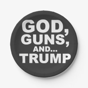 God, Pistool en Trump inauguratiedag 2025 Papieren Bordje