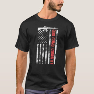 God Pistool land met Pistool Amerikaanse vlag T-shirt