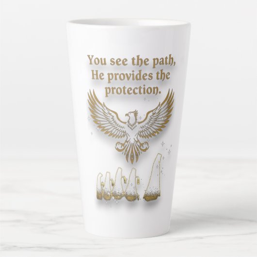 God protection latte mok (Voorkant)