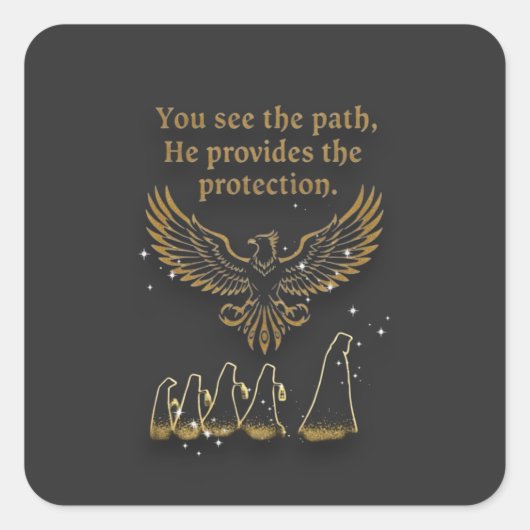 God protection vierkante sticker (Voorkant)