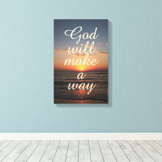 God Quote Canvas: God zal een weg maken Canvas Afdruk (Insitu (Houten vloer))