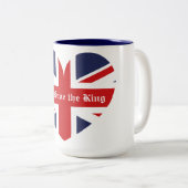 God red de koning / Britse vlag Tweekleurige Koffiemok (Voorkant rechts)