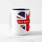 God red de koning / Britse vlag Tweekleurige Koffiemok (Voorkant links)