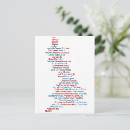God red de koningin briefkaart (Staand voorkant)