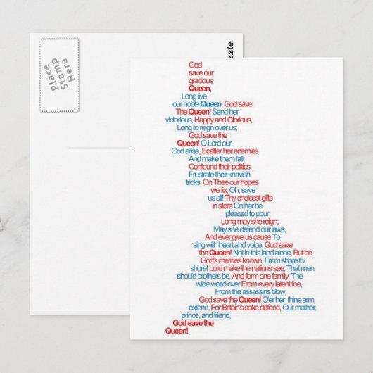 God red de koningin briefkaart (Voorkant / Achterkant)