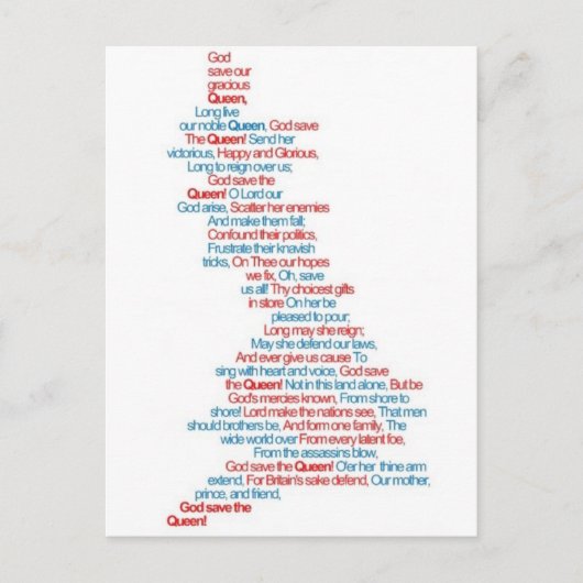 God red de koningin briefkaart (Voorkant)