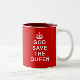 God red de Koningin Tshirts, Dassen, Gifts Tweekleurige Koffiemok