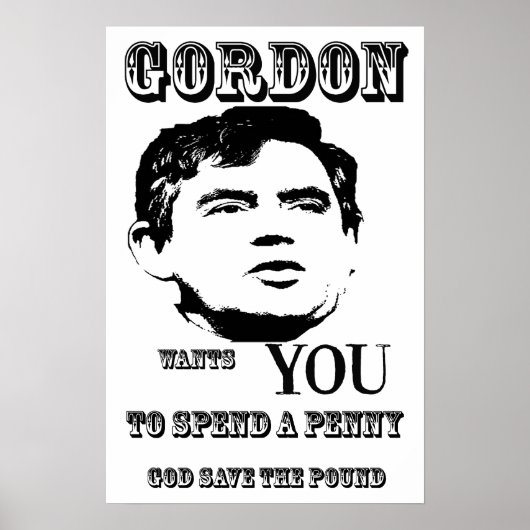God red de Pound Gordon Brown Poster Print (Voorkant)