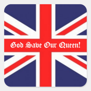 God red onze koningin! - Britse vlag Vierkante Sticker