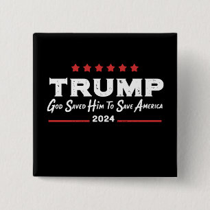 God redde hem om Amerika te redden Trump 47 Vierkante Button 5,1 Cm