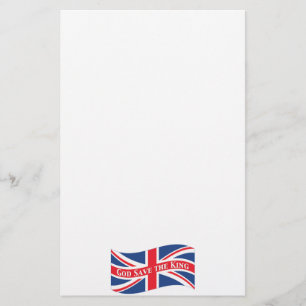 God redt de koning met Union Jack Briefpapier