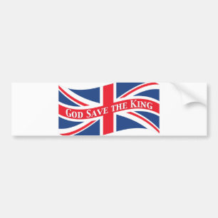God redt de koning met Union Jack Bumpersticker