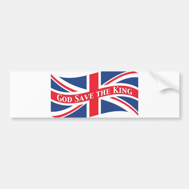 God redt de koning met Union Jack Bumpersticker (Voorkant)